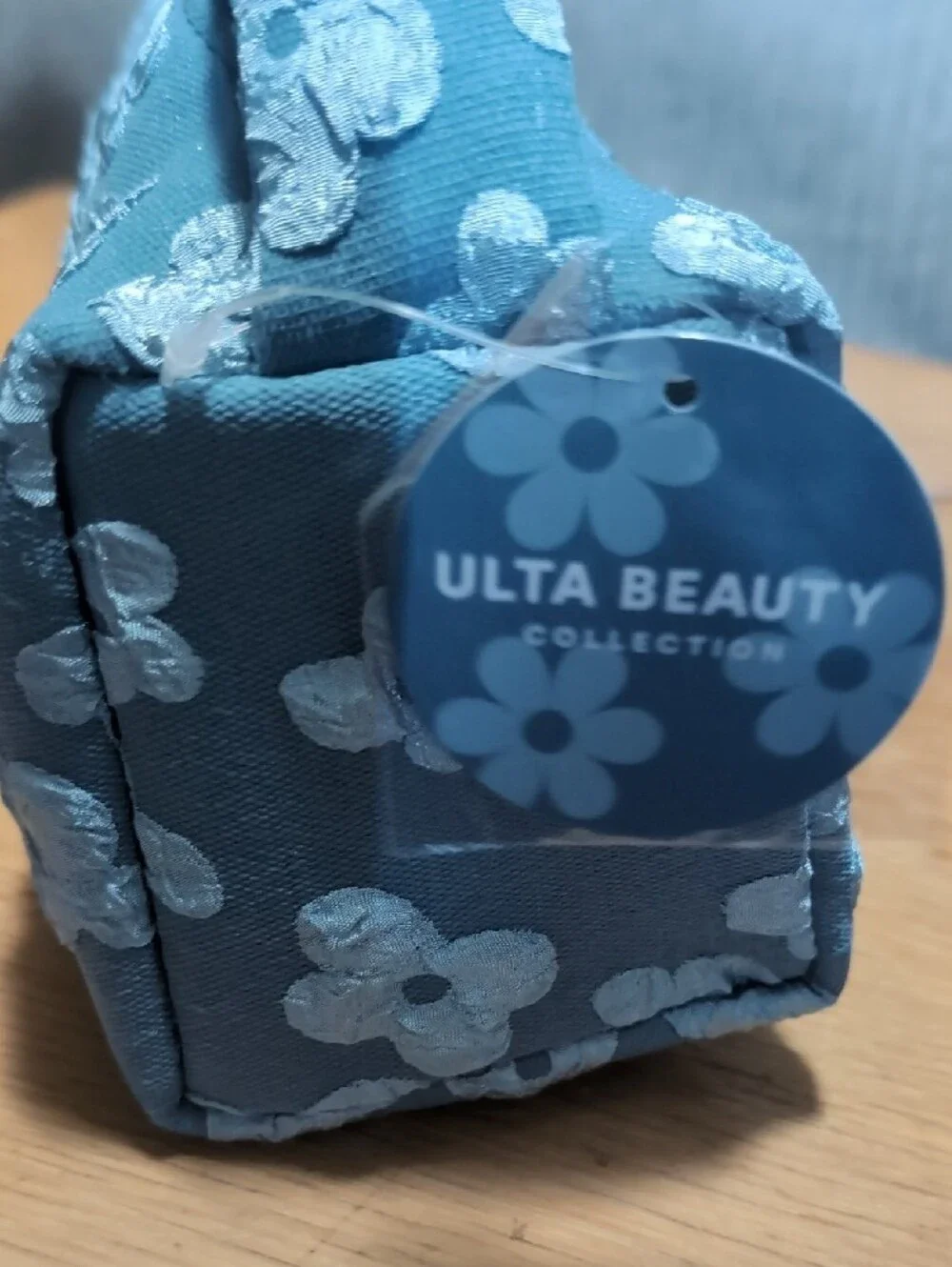 Ulta Beauty Teal Blue Floral Appliqué Cosmetic Pouch